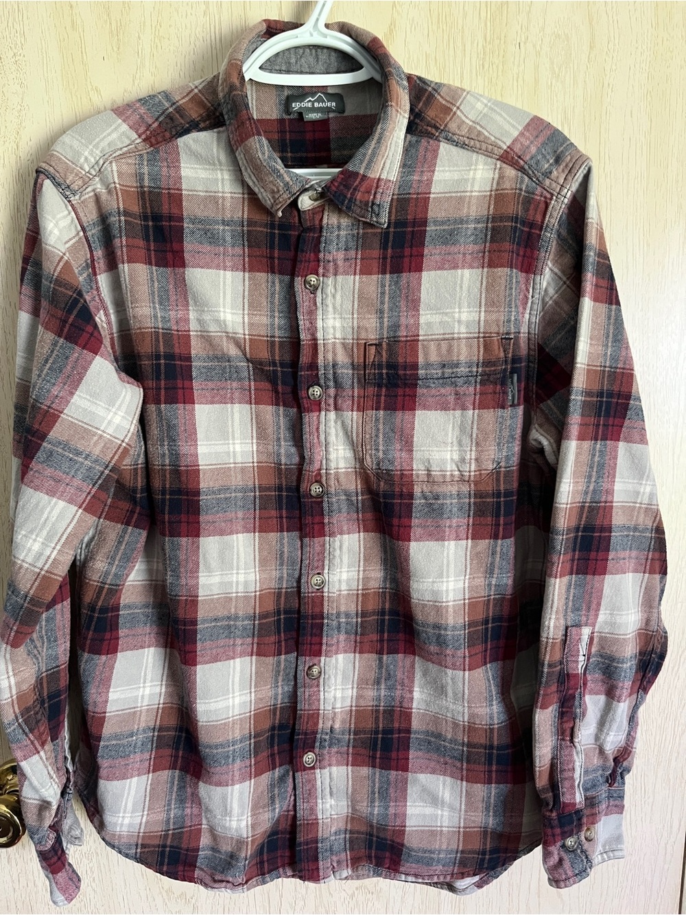 Eddie Bauer Mens Size L Plaid Flannel Button Up Long Sleeve Shirt